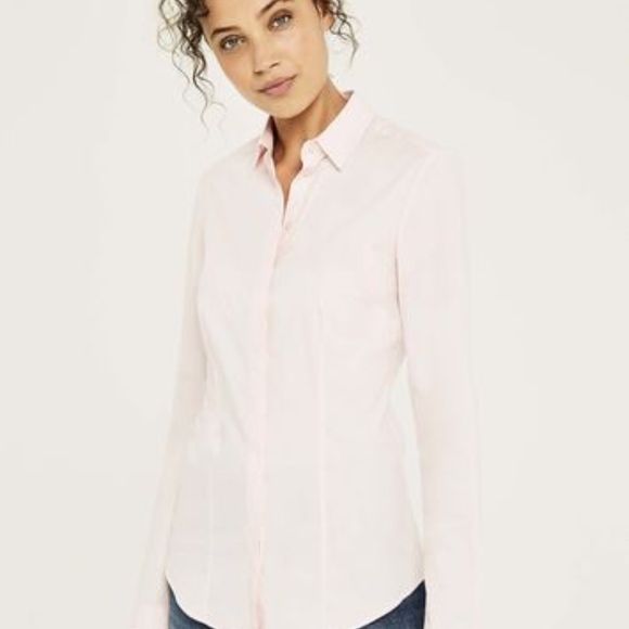 long tall sally Tops - Long Tall Sally Pink Cotton Stretch Work Shirt NWT